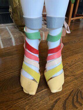 AGL Attilio Giusti Leombruni Rainbow Leather Strappy Lace-Up Heels 40 EU 9.5 US